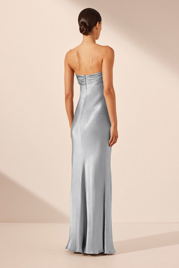 LA LUNE STRAPLESS RUCHED BODICE MAXI DRESS - POWDER BLUE_B