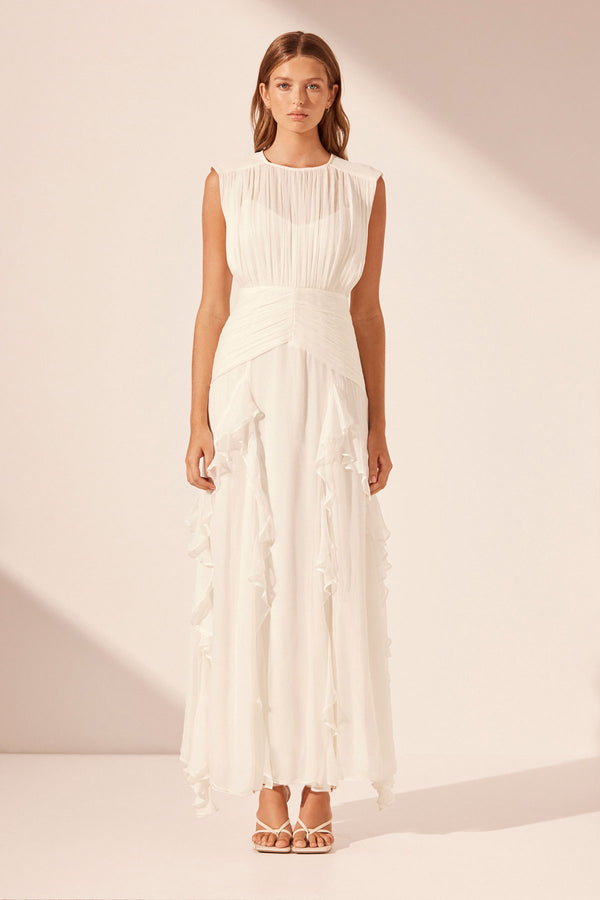 MARGOT ROUND NECK SLEEVELESS MAXI DRESS - IVORY_F