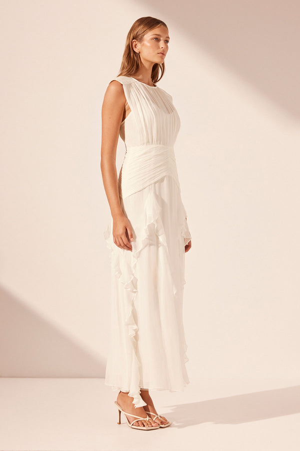 MARGOT ROUND NECK SLEEVELESS MAXI DRESS - IVORY_A