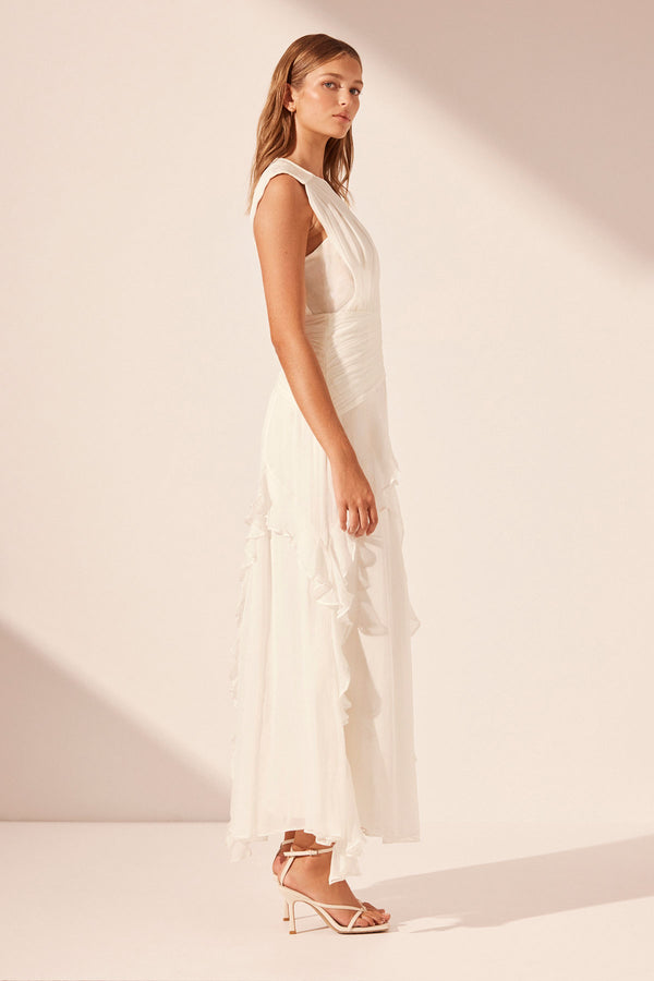 MARGOT ROUND NECK SLEEVELESS MAXI DRESS - IVORY_S