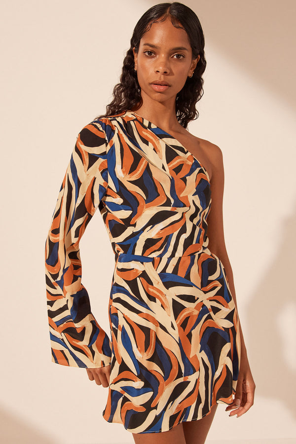PALMA SILK ONE SHOULDER MINI DRESS_D