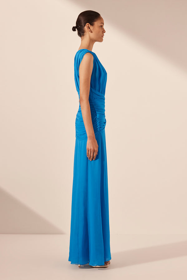 AMINA HIGH NECK MAXI DRESS - AQUA_S