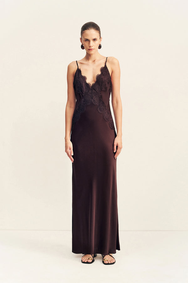 SIMONA LACE SLIP MAXI DRESS - ESPRESSO_F