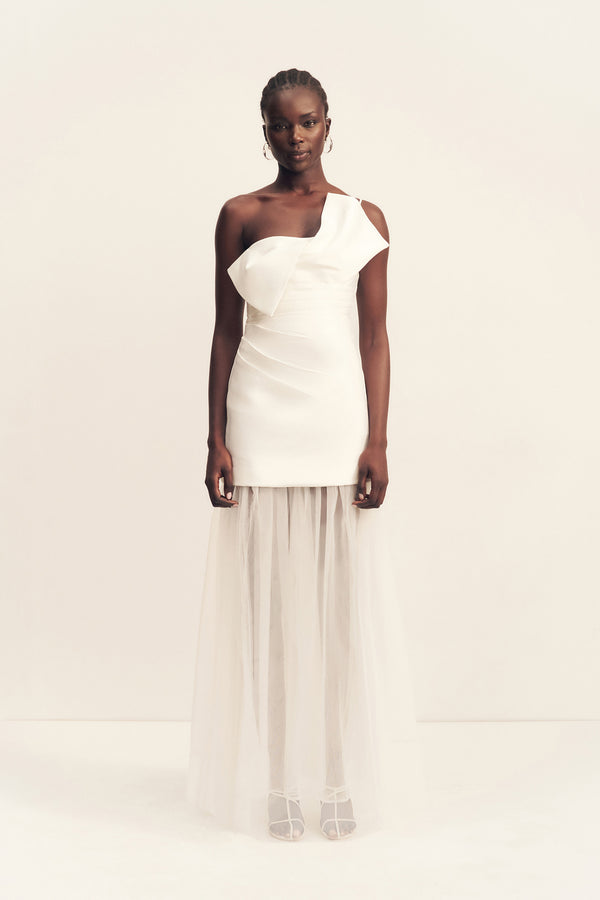 OTIS TWIST KNOT MINI DRESS - IVORY