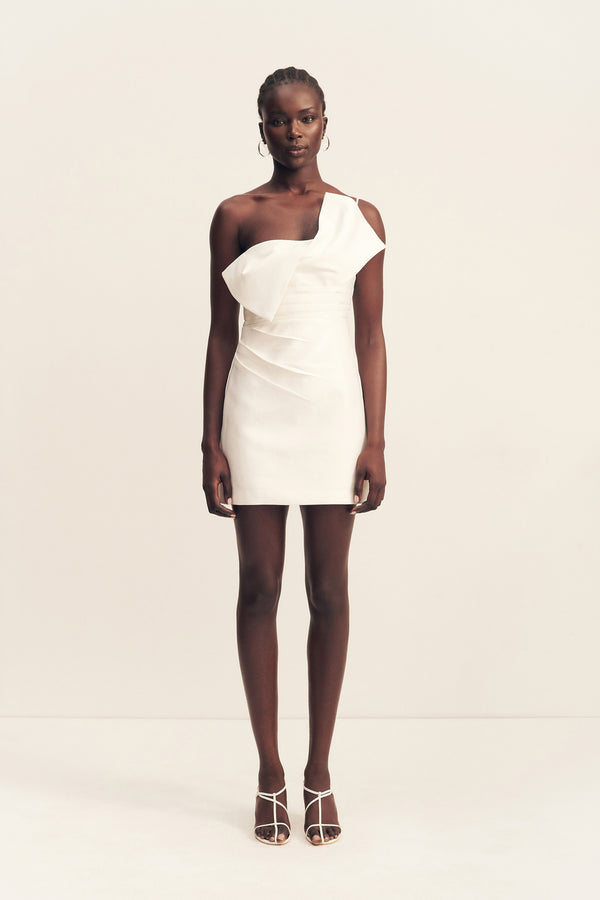 OTIS TWIST KNOT MINI DRESS - IVORY_F