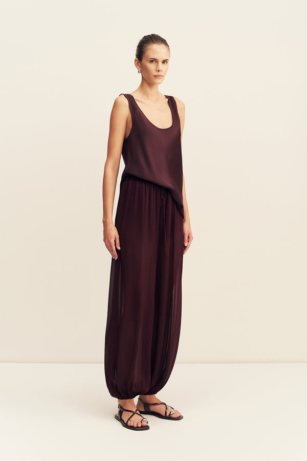 AMINA SHEER HAREM PANT - WINE TASTING