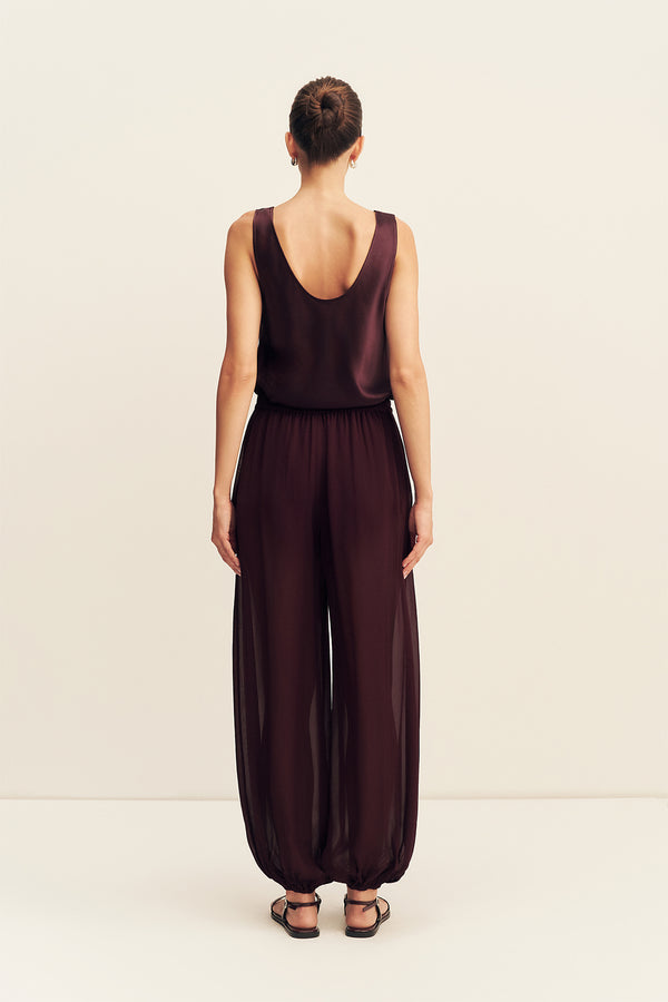 AMINA SHEER HAREM PANT - WINE TASTING