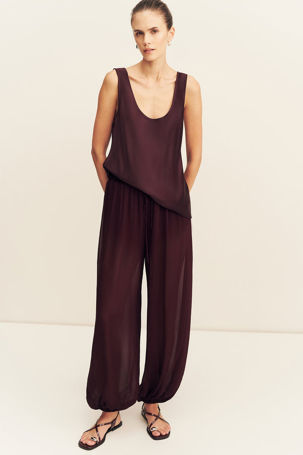AMINA SHEER HAREM PANT - WINE TASTING