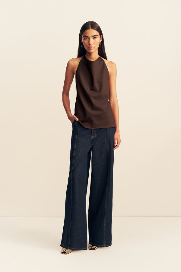ASHER OPEN BACK COWL TOP - RISTRETTO