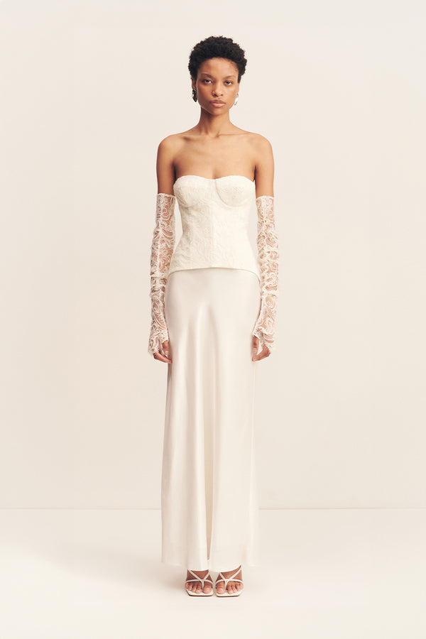 LUMINOUS LACE STRAPLESS BUSTIER - IVORY_F1