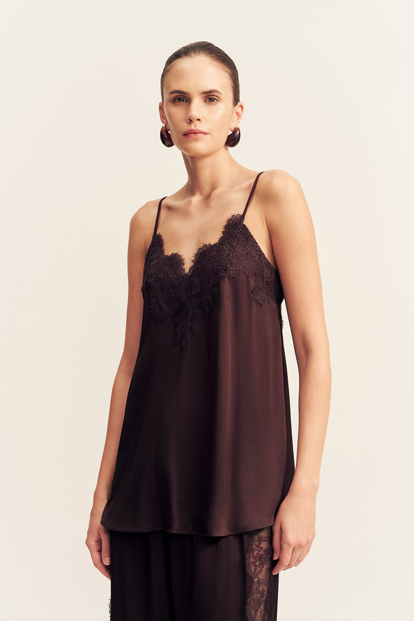 SIMONA LACE CAMI - ESPRESSO