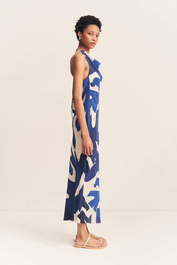 EDWARD SILK TIE MIDI DRESS_S