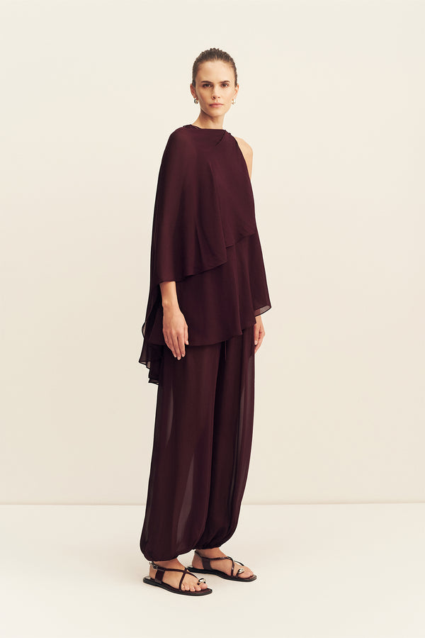 AMINA ASYMMETRICAL TIERED TOP - WINE TASTING