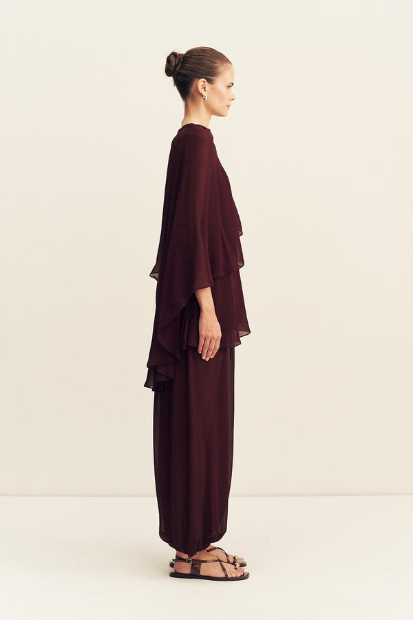 AMINA ASYMMETRICAL TIERED TOP - WINE TASTING