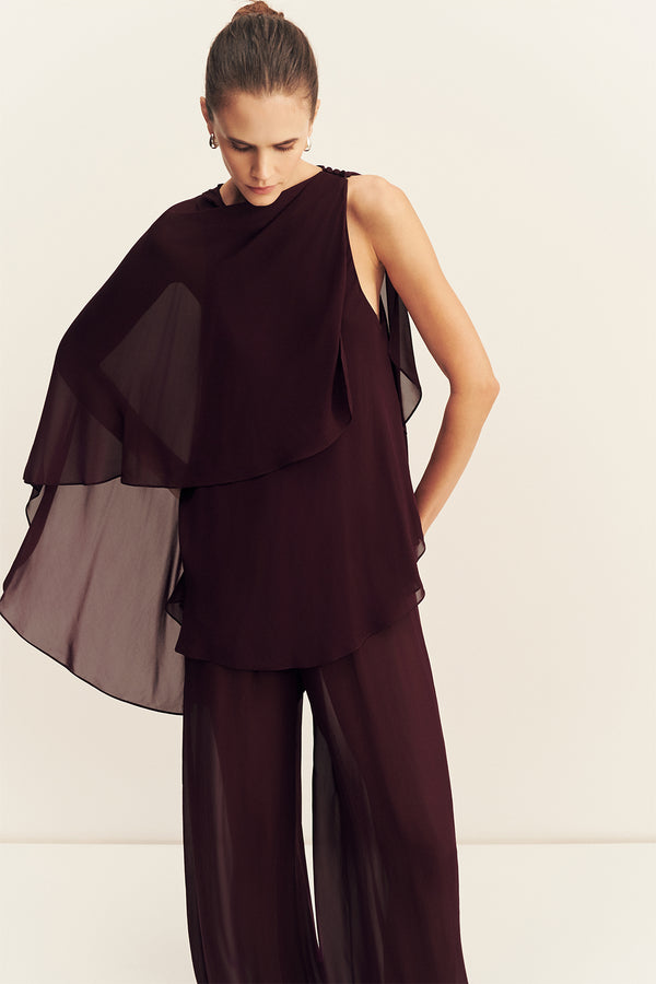 AMINA ASYMMETRICAL TIERED TOP - WINE TASTING