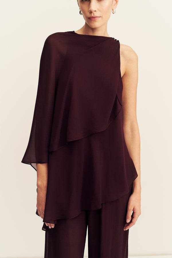 AMINA ASYMMETRICAL TIERED TOP - WINE TASTING