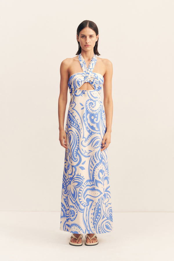 FRANCIS RUCHED HALTER MAXI DRESS_F