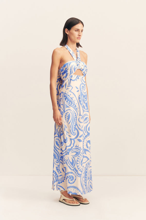 FRANCIS RUCHED HALTER MAXI DRESS