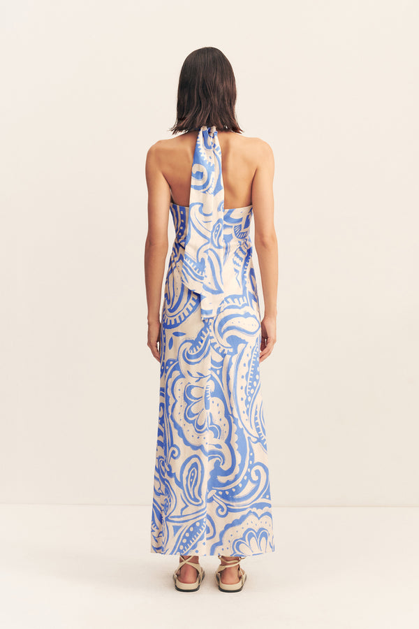 FRANCIS RUCHED HALTER MAXI DRESS