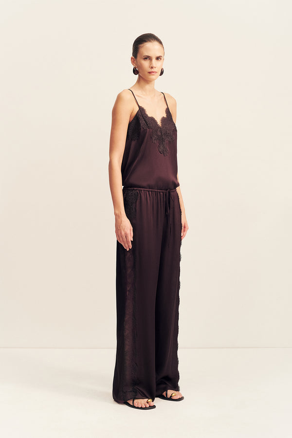 SIMONA LACE SIDE PANEL PANT - ESPRESSO