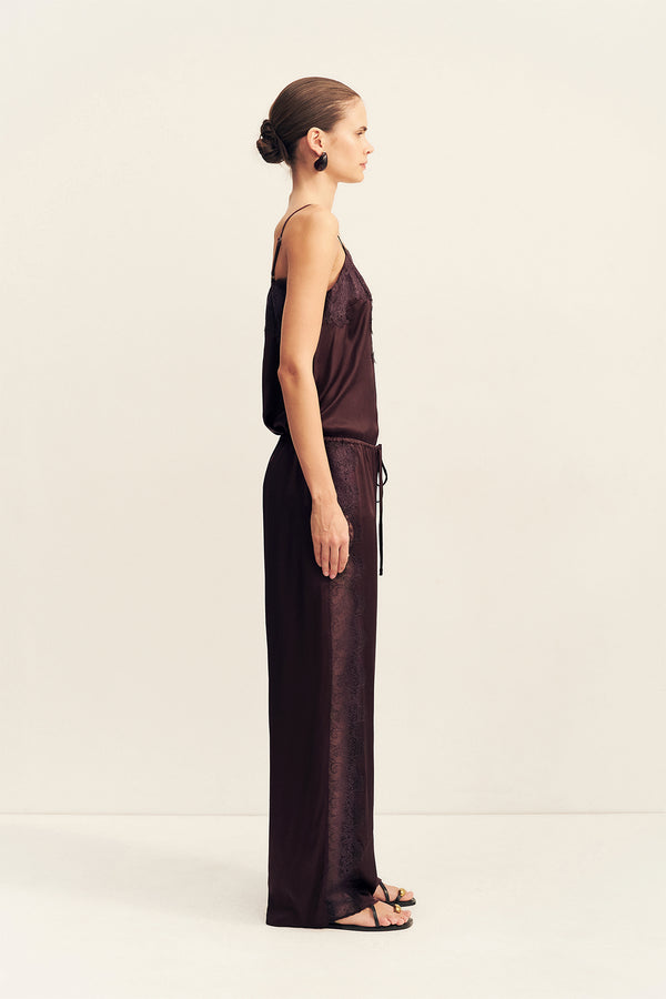 SIMONA LACE SIDE PANEL PANT - ESPRESSO