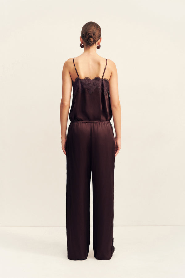 SIMONA LACE SIDE PANEL PANT - ESPRESSO
