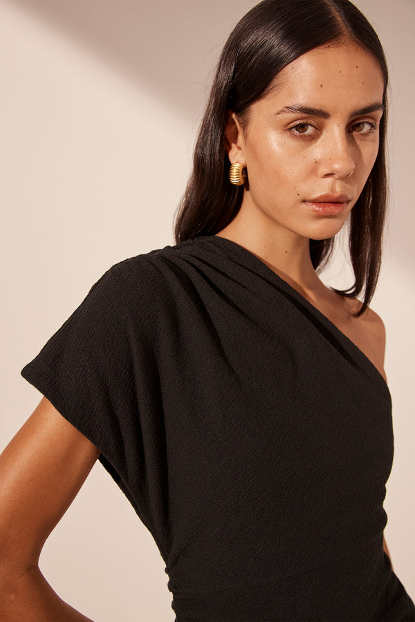 BEAU ASYMMETRICAL MIDI DRESS - BLACK_D