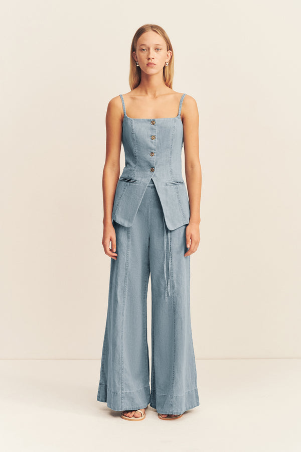 ELLSWORTH TAILORED TOP - BLEACHED BLUE_F