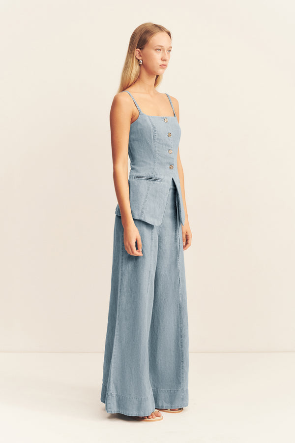 ELLSWORTH TAILORED TOP - BLEACHED BLUE_A