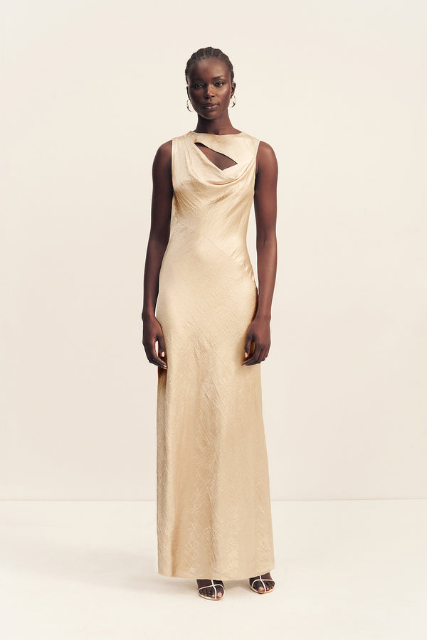 Andie Sleeveless Cowl Maxi Dress | Champagne | Dresses