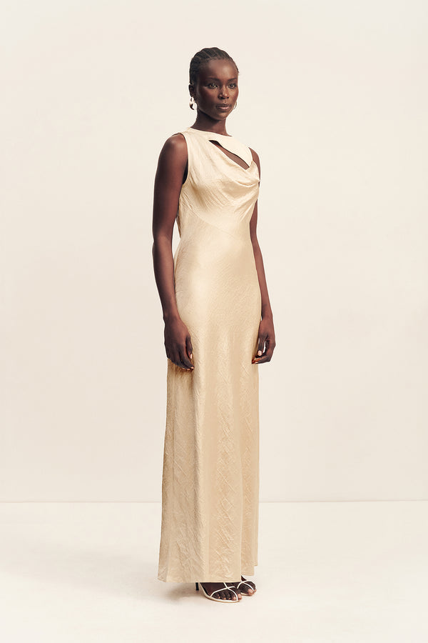 ANDIE SLEEVELESS COWL MAXI DRESS - CHAMPAGNE