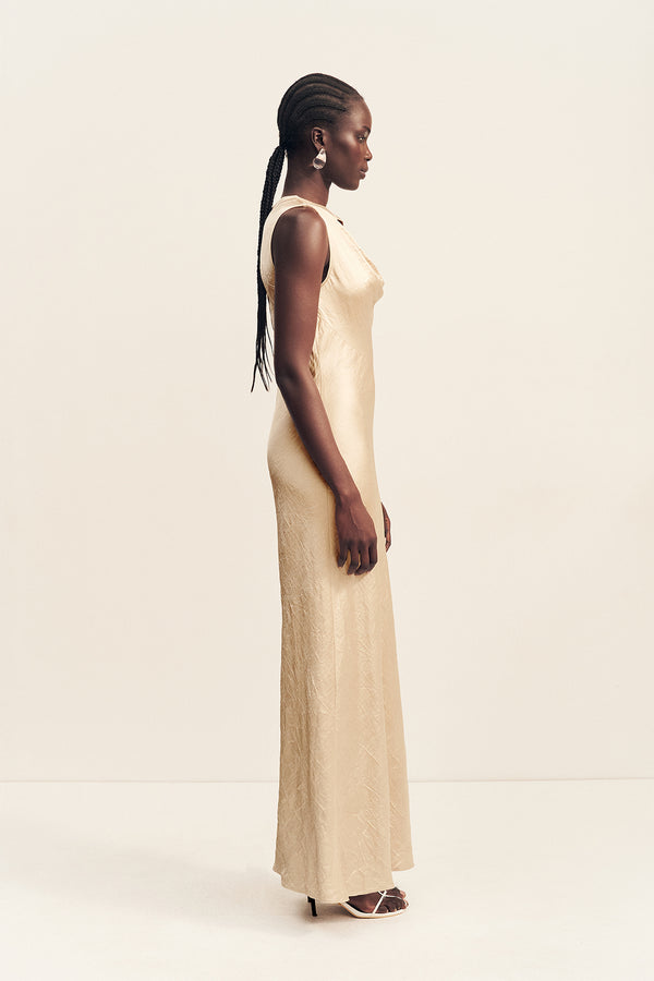 ANDIE SLEEVELESS COWL MAXI DRESS - CHAMPAGNE