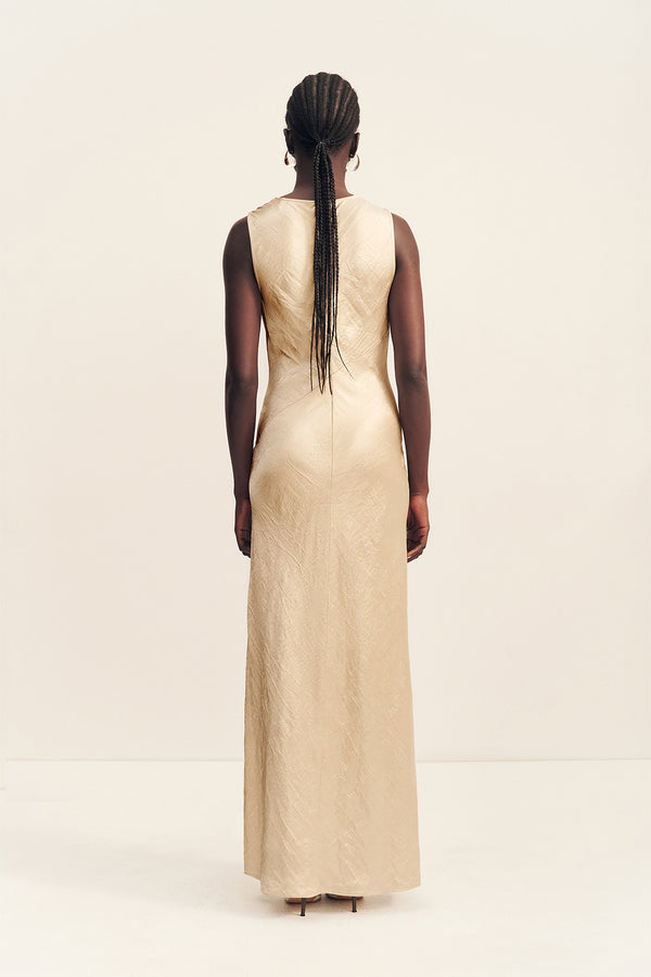 ANDIE SLEEVELESS COWL MAXI DRESS - CHAMPAGNE