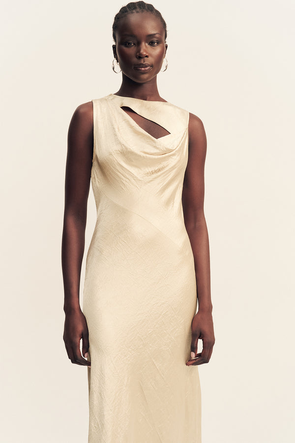Andie Sleeveless Cowl Maxi Dress | Champagne | Dresses