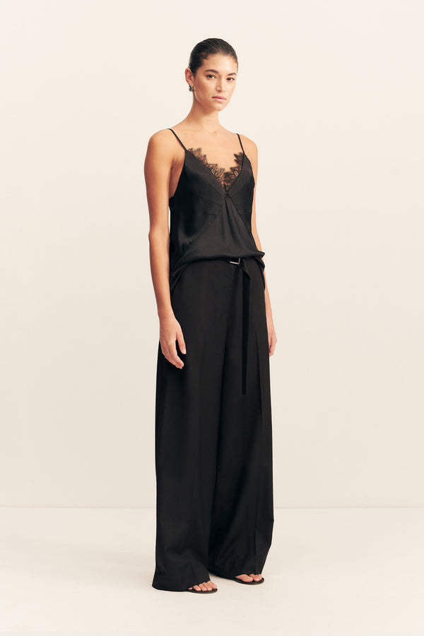 CASTRO WIDE LEG BELTED PANT - BLACK
