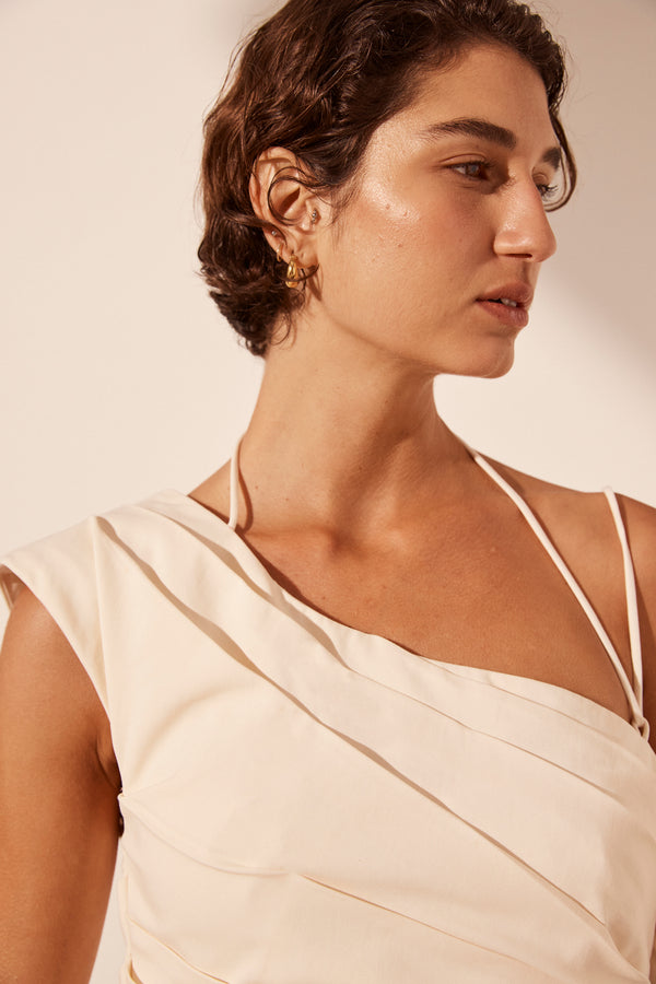 LANI ASYMMETRICAL DRAPED MAXI DRESS - RICE_D