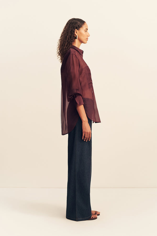 TIBBY SILK ORGANZA SHIRT - PORT ROYALE