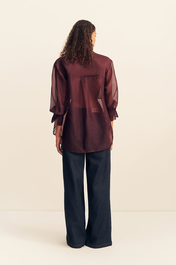 TIBBY SILK ORGANZA SHIRT - PORT ROYALE