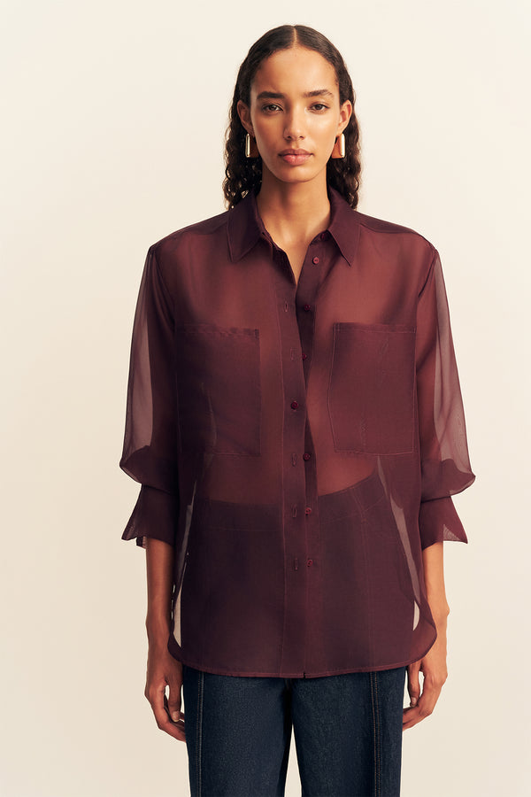 TIBBY SILK ORGANZA SHIRT - PORT ROYALE