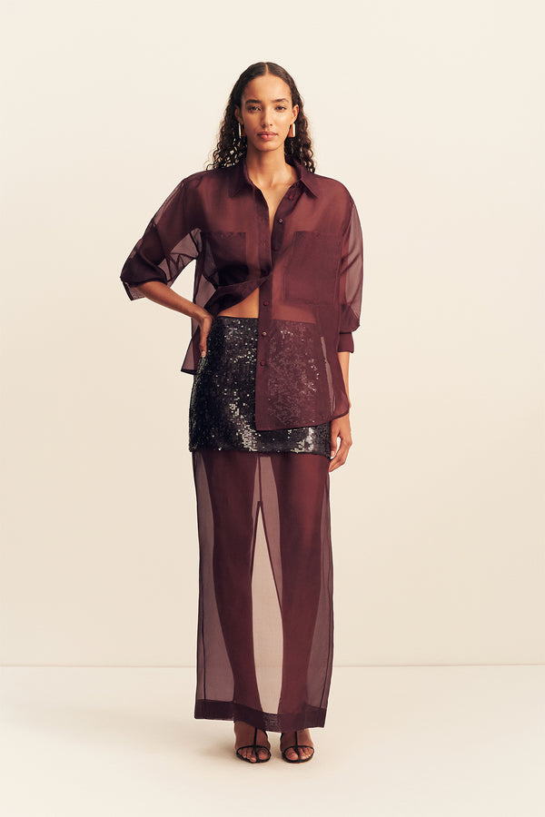 TIBBY SILK ORGANZA SHIRT - PORT ROYALE