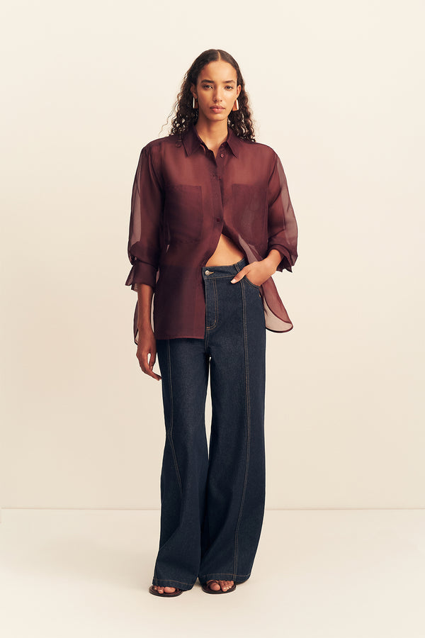 TIBBY SILK ORGANZA SHIRT - PORT ROYALE_F