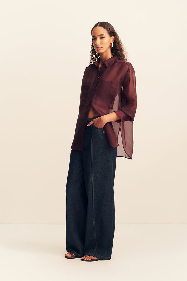 TIBBY SILK ORGANZA SHIRT - PORT ROYALE