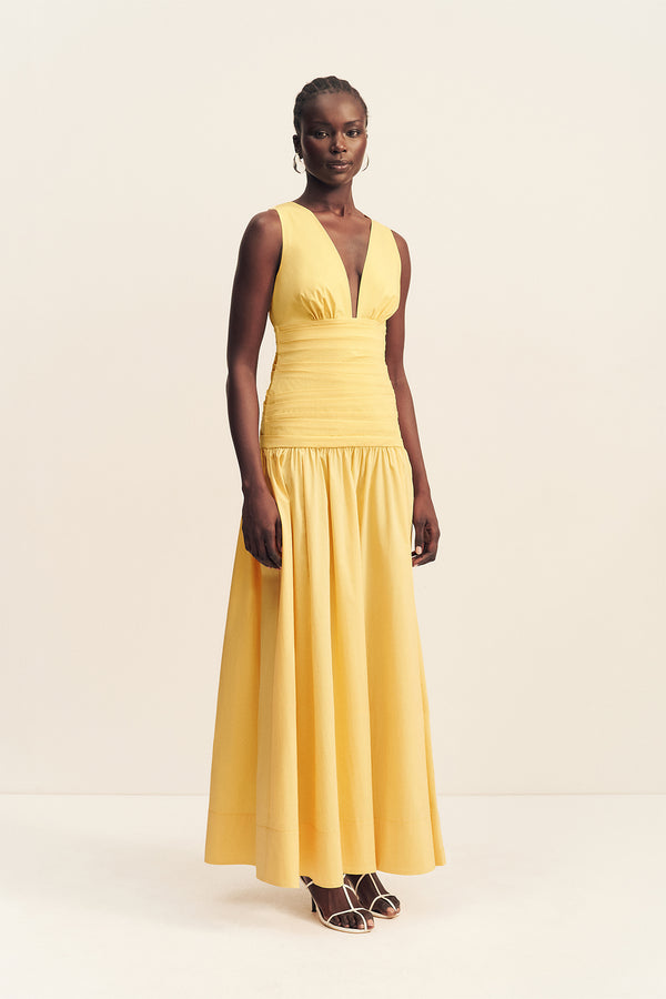 CAMPBELL GATHERED MAXI DRESS - SOLEIL