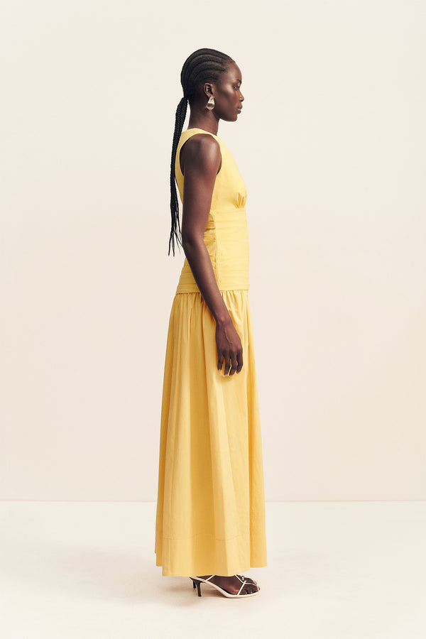 CAMPBELL GATHERED MAXI DRESS - SOLEIL