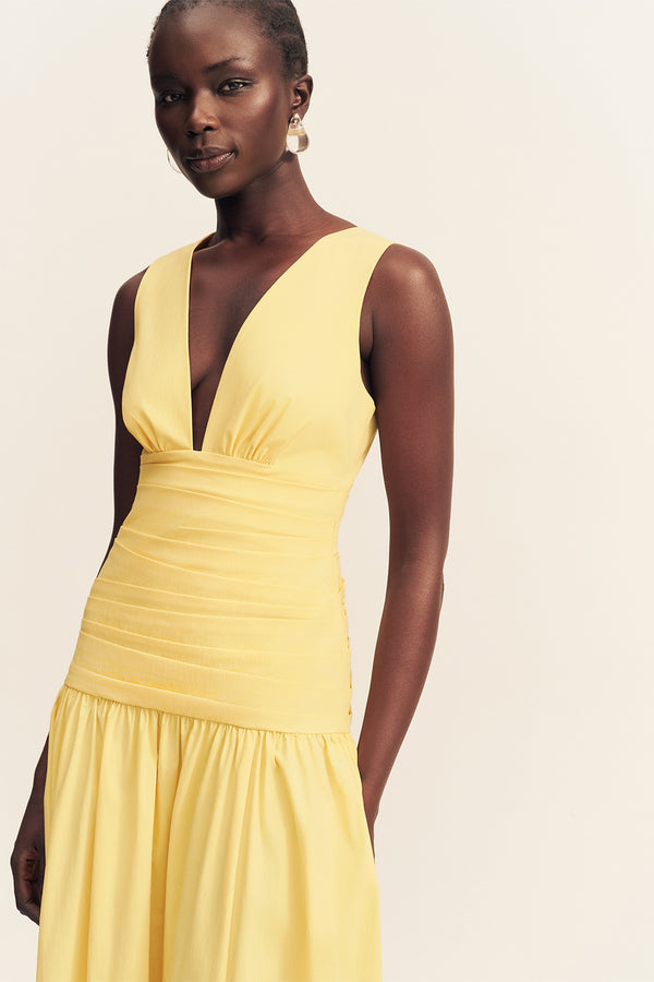 CAMPBELL GATHERED MAXI DRESS - SOLEIL