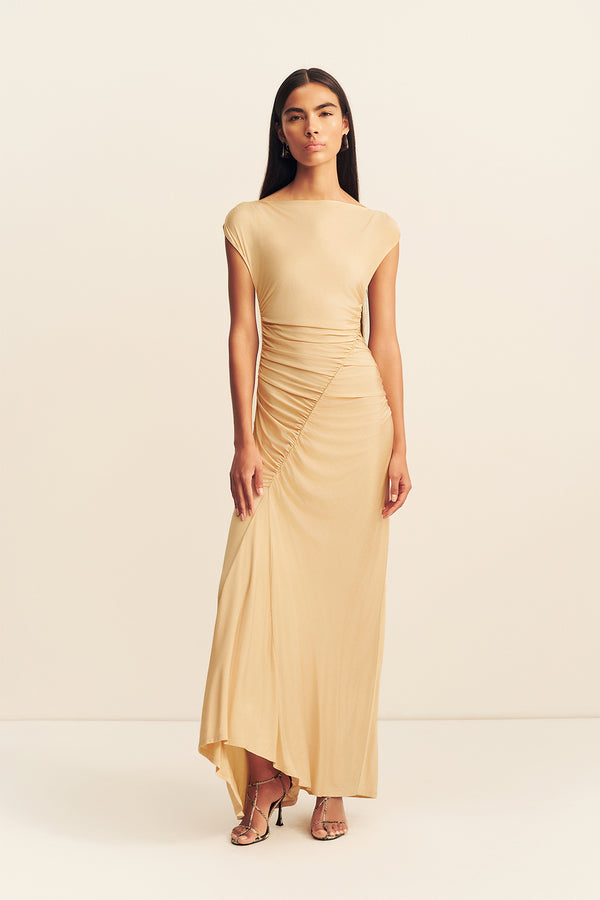 MIRO SLINKY JERSEY MAXI DRESS - SAND