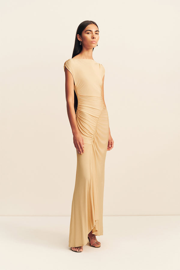 MIRO SLINKY JERSEY MAXI DRESS - SAND