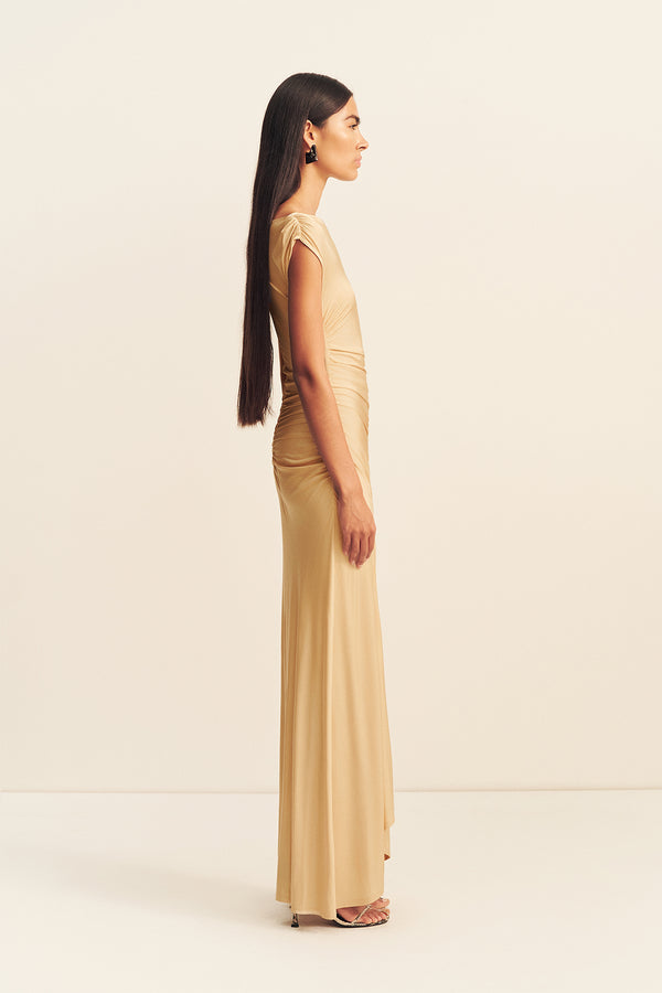 MIRO SLINKY JERSEY MAXI DRESS - SAND