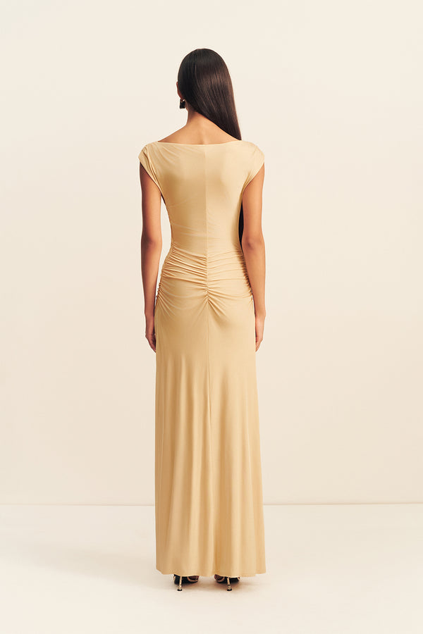 MIRO SLINKY JERSEY MAXI DRESS - SAND