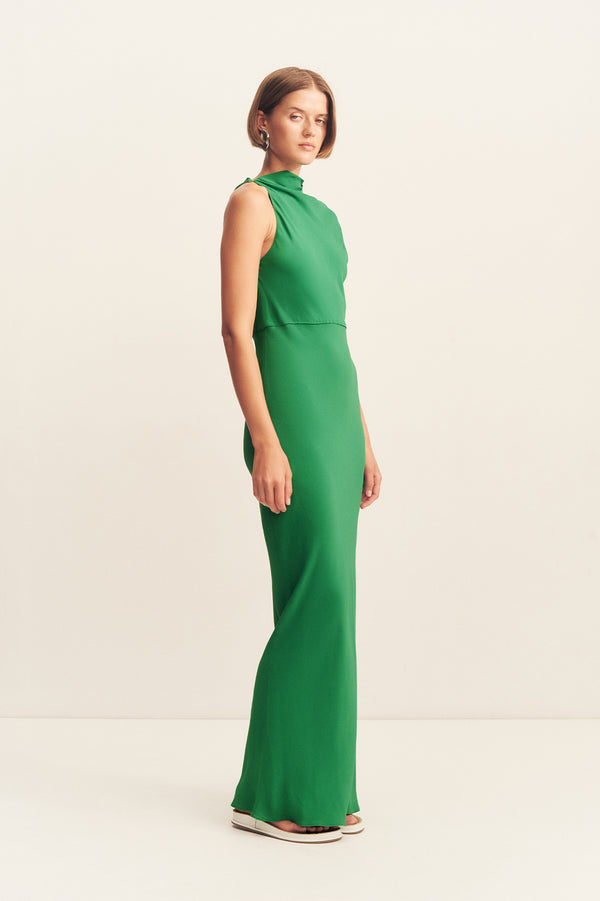 RIO DRAPED COWL MAXI DRESS - ABUNDANT GREEN